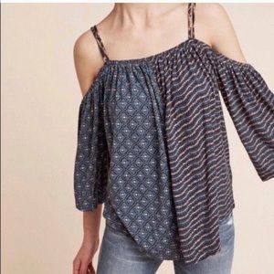 Anthropologie Boho Off-Shoulder Top | Soft Print, Effortless Fit